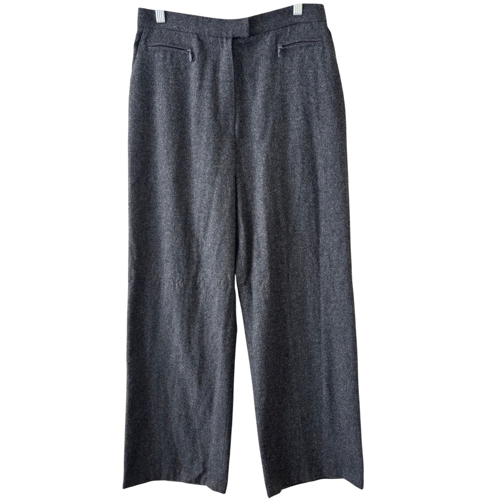 Jessi Lee Trousers Womens Size 10 Gray Wool Blend Wide Leg High Rise Zip Pockets